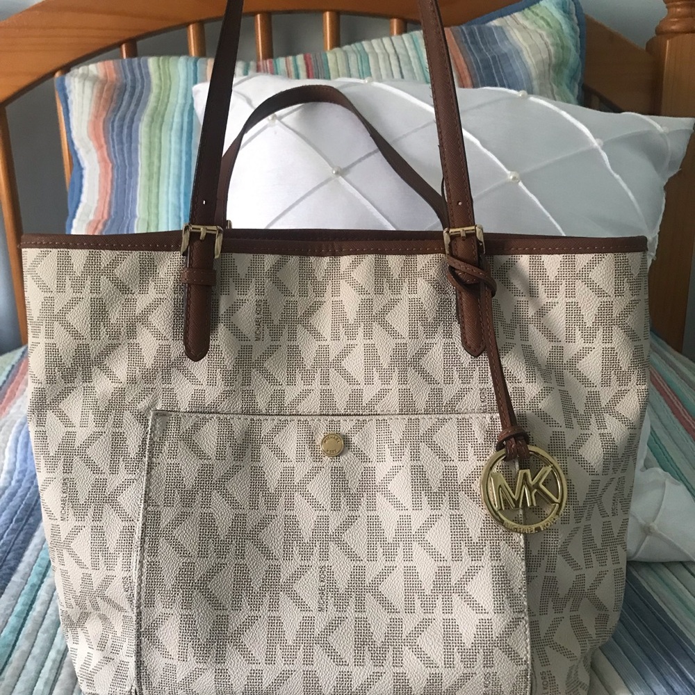 White and Brown Michael Kors Bag